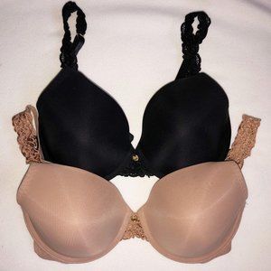 SET of 2 Natori 32D Tan Black Full Coverage UW Bra